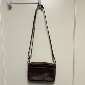 Madewell Mahogany Brown Leather/Calfhair Camera Bag
